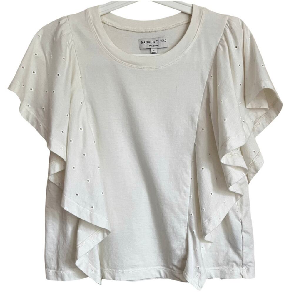 Madewell Flutter Sleeve Top in White Size S - Picture 1 of 10